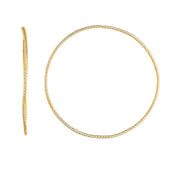 14K Yellow Gold 1.2x50mm Diamond Cut Endless Hoop Earrings