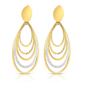14K Two-Tone Gold Diamond Cut & Polished Oval Multi-Layered Dangle Earrings