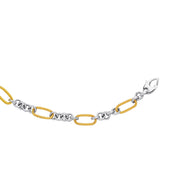 14K Two-Tone Gold Alternating Twisted Elongated Oval Rope Link Chain Bracelet