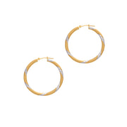 14K Two-Tone Gold 3x30mm Hoop Earrings