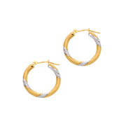 14K Two-Tone Gold 3x20mm Hoop Earrings