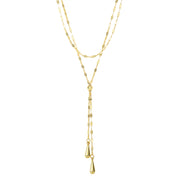 14K Yellow Gold Double Tear Drop Multi-Strand Necklace