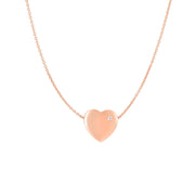14K Rose Gold Diamond Polished Heart Necklace