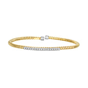 14K Two-Tone Gold .17 Carat Diamond Bar Cuff Bracelet
