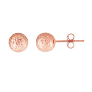 14K Rose Gold 7mm Crystal Cut Post Earrings