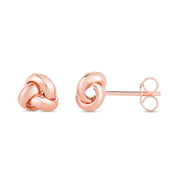 14K Rose Gold Mini Classic Polished Love Knot Stud Earrings