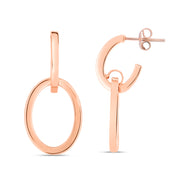 14K Rose Gold Interlocking Drop Hoop Earrings