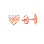 14K Rose Gold Scribble Heart Stud Earrings