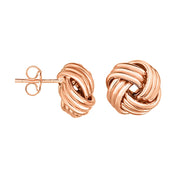 14K Rose Gold Medium Multi-Row Love Knot Stud Earrings