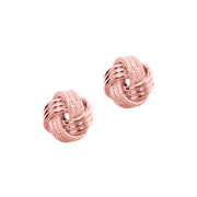 14K Rose Gold Polished & Diamond Cut Love Knot Stud Earrings