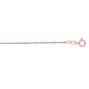 14K Rose Gold 1.1mm Singapore Chain Necklace