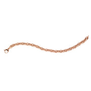 14K Rose Gold Polished Facet Rolo Chain Bracelet