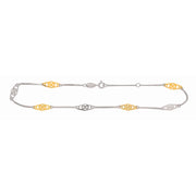 14K Yellow Gold & Sterling Silver Stationed Anklet