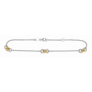 14K Yellow Gold & Sterling Silver Stationed Circles Anklet