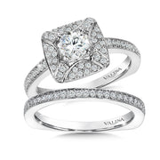 True-Fit Wedding Band for 14K White Gold Pave Cushion Halo Engagement Ring