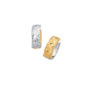 14K Two-Tone Gold Reversible X Pattern Huggie Earrings