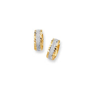 14K Two-Tone Gold Center Huggie Earrings