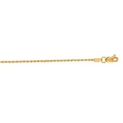 14K Yellow Gold 1.3mm Rope Chain Necklace