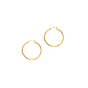 14K Yellow Gold 3x40mm Hoop Earrings