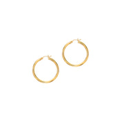14K Yellow Gold 3x30mm Hoop Earrings
