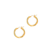 14K Yellow Gold 4x25mm Hoop Earrings
