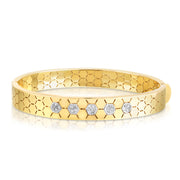 14K Two-Tone Gold Diamond Honeycomb Bracelet