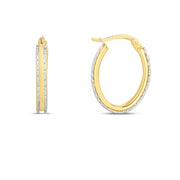 14K Two-Tone Gold Oval Hoop Earrings