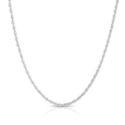 14K White Gold 2mm Lite Rope Chain Necklace