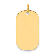 14K Yellow Gold Polished Engraveable Dog Tag Charm