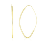 14K Yellow Gold Medium Polished Marquise Fashion Hoop Earrings