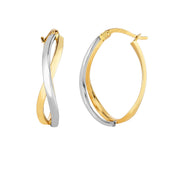14K Two-Tone Gold Twisted Hoop Earrings