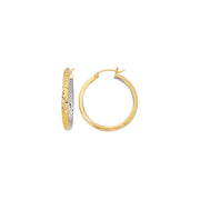 10K Two-Tone Gold Diamond Cut Hoop Earrings