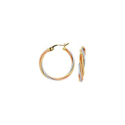 10K Tri-Color Gold Twist Hoop Earrings