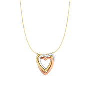 10K Tri-Color Gold Triple Interlocking Heart Necklace