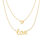 10K Yellow Gold Multi Layered "Love" Necklace