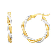 10K Two-Tone Gold Polished Twist Hoop Earrings