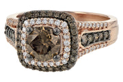 14K Rose Gold Multiple Halo Cognac Diamond Ring