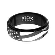 Black IP American Flag Pride Spinner Ring