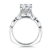 14K White Gold Large Fluted Diamond Engagement Ring