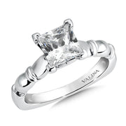 14K White Gold Large Fluted Diamond Engagement Ring