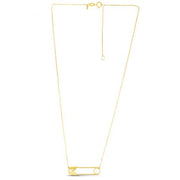 14K Yellow Gold Safety Pin Necklace