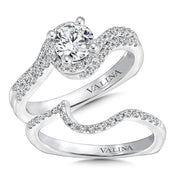 True-Fit Wedding Band for 14K White Gold Two Row Bypass Halo Engagement Ring