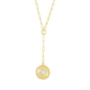14K Two-Tone Gold Star Medallion Lariat Necklace