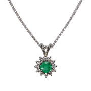 Starburst Emerald & Diamond Pendant