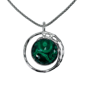 Stunning Sterling Silver Green Malachite Pendant