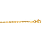 10K Yellow Gold 2mm Solid Diamond Cut Royal Rope Chain Necklace
