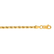 10K Yellow Gold 3.5mm Solid Diamond Cut Royal Rope Chain Necklace