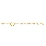 10K Yellow Gold Heart Anklet