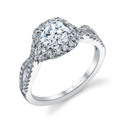 Sylvie Classic Criss Cross Halo Diamond Engagement Ring Setting