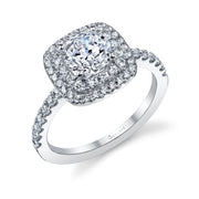 Classic Double Halo Diamond Engagement Ring Setting